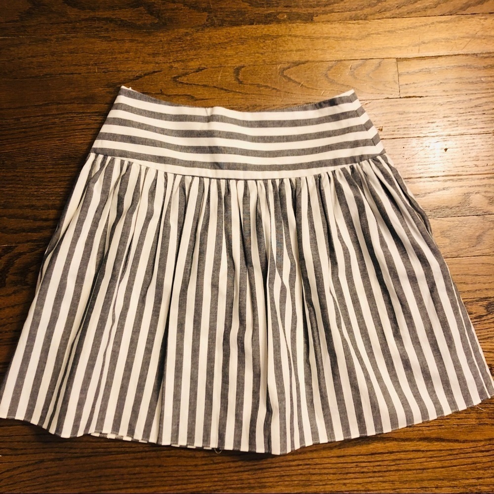 MILLY Chambray and White Striped Mini Skirt
